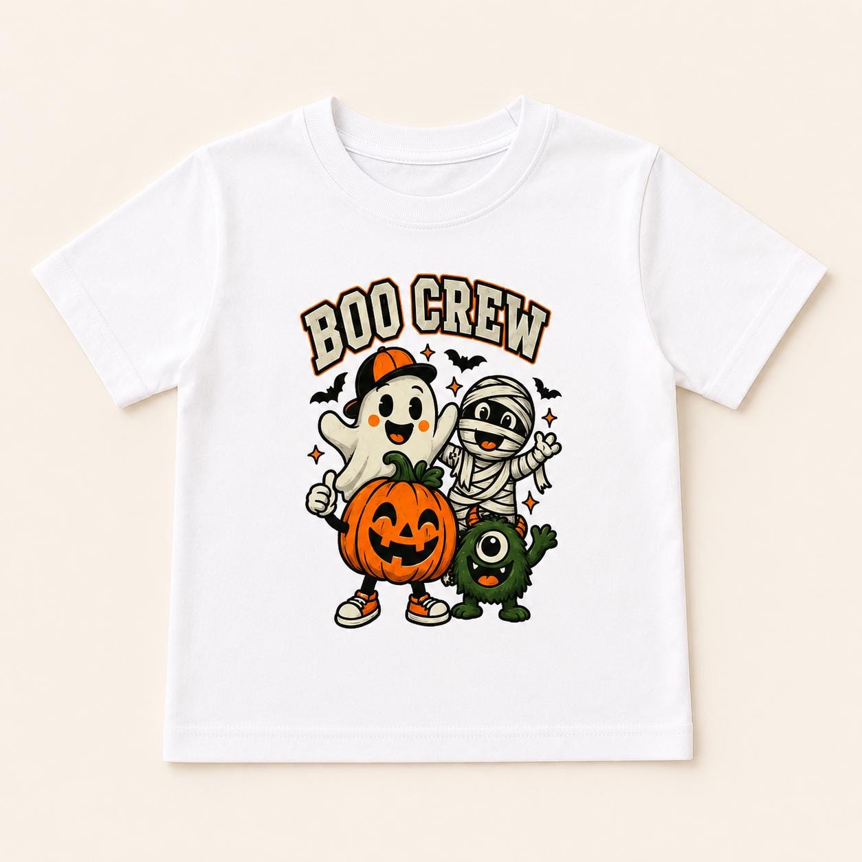 Kids Boo Crew Halloween T-Shirt – Cute Pink Ghost, Mummy & Pumpkin Tee