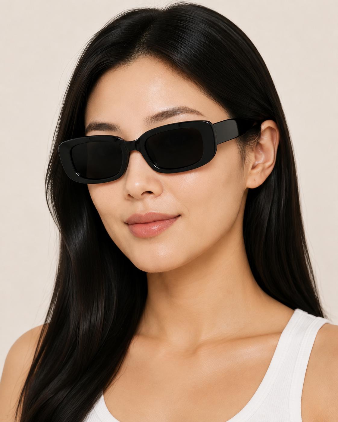 Retro Rectangle Sunglasses | Vintage Thick Frame UV400 Shades | Unisex Fashion Eyewear