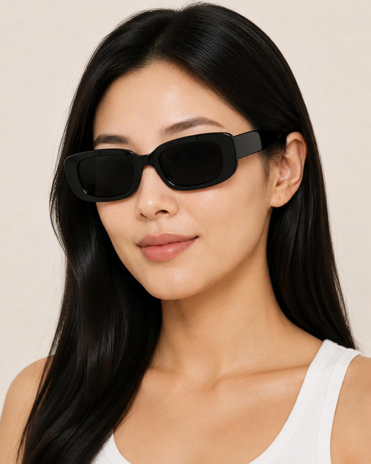 Retro Rectangle Sunglasses | Vintage Thick Frame UV400 Shades | Unisex Fashion Eyewear