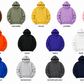Blank pullover hoodie color chart with thirteen available colors