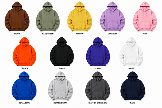 Blank pullover hoodies in 13 colors, no zipper