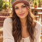 Model wearing tribal stripe wide boho headband