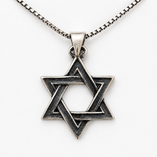 Bold interlocking Star of David sterling silver women's necklace