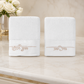 Pair of white groom and bride and Mazal Tov embroidered body towels
