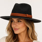 Woven Straw Fedora Hat | Wide Brim Sun Protection, Faux Leather Band
