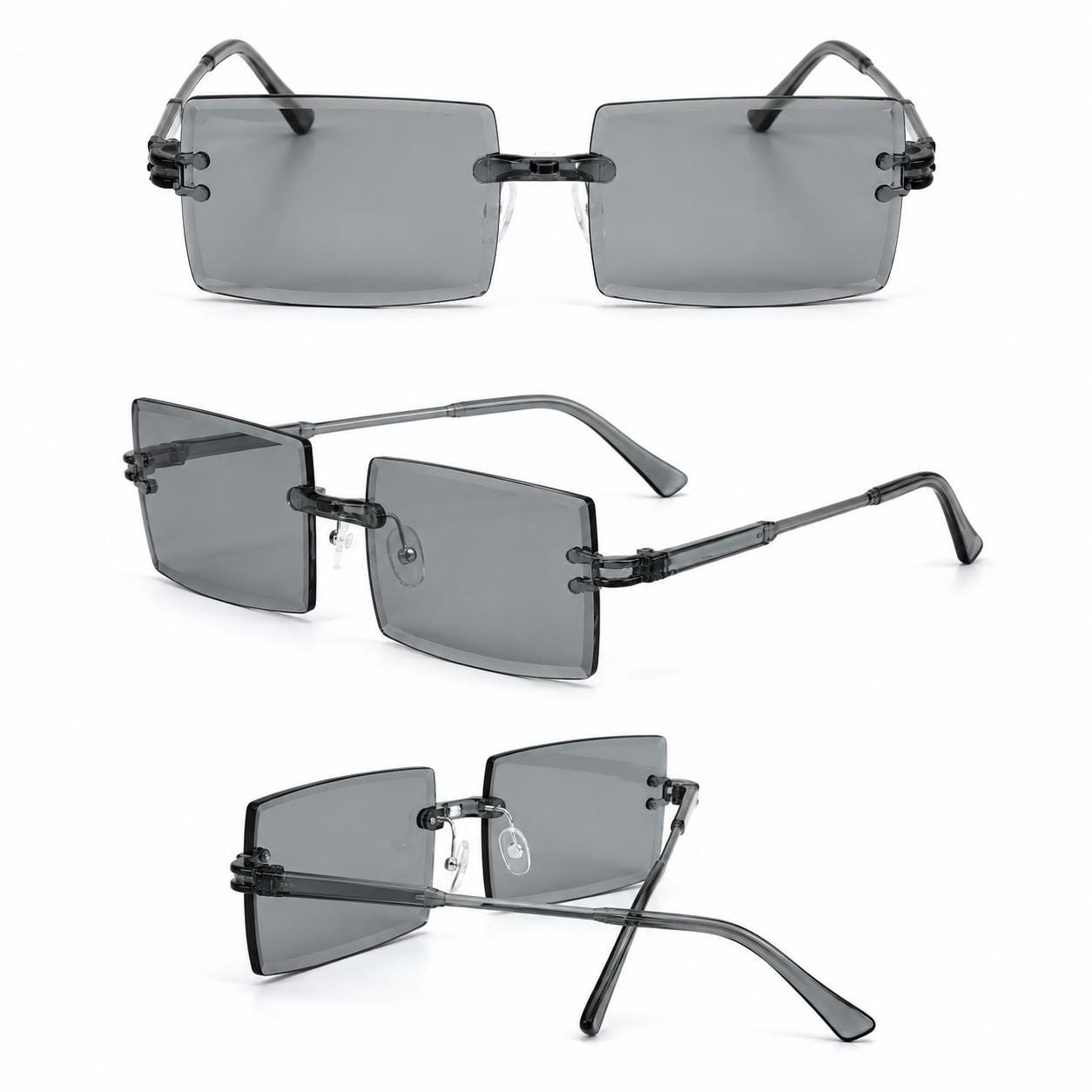 Retro Rimless Rectangle Sunglasses | Y2K Frameless Fashion Shades (UV400)