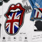 Large Sequin Union Jack Tongue Patch Red White Blue Rock Style Back Patch for Denim Jackets Vests Bags DIY Fashion