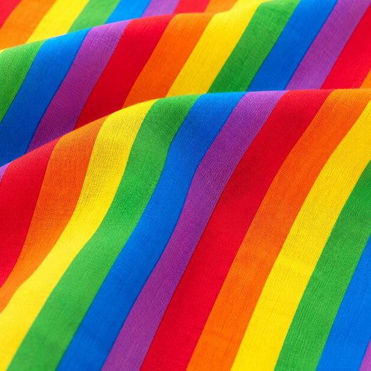 22x22 Rainbow Stripe Cotton Bandana – Colorful Multicolor Headscarf & Neck Scarf