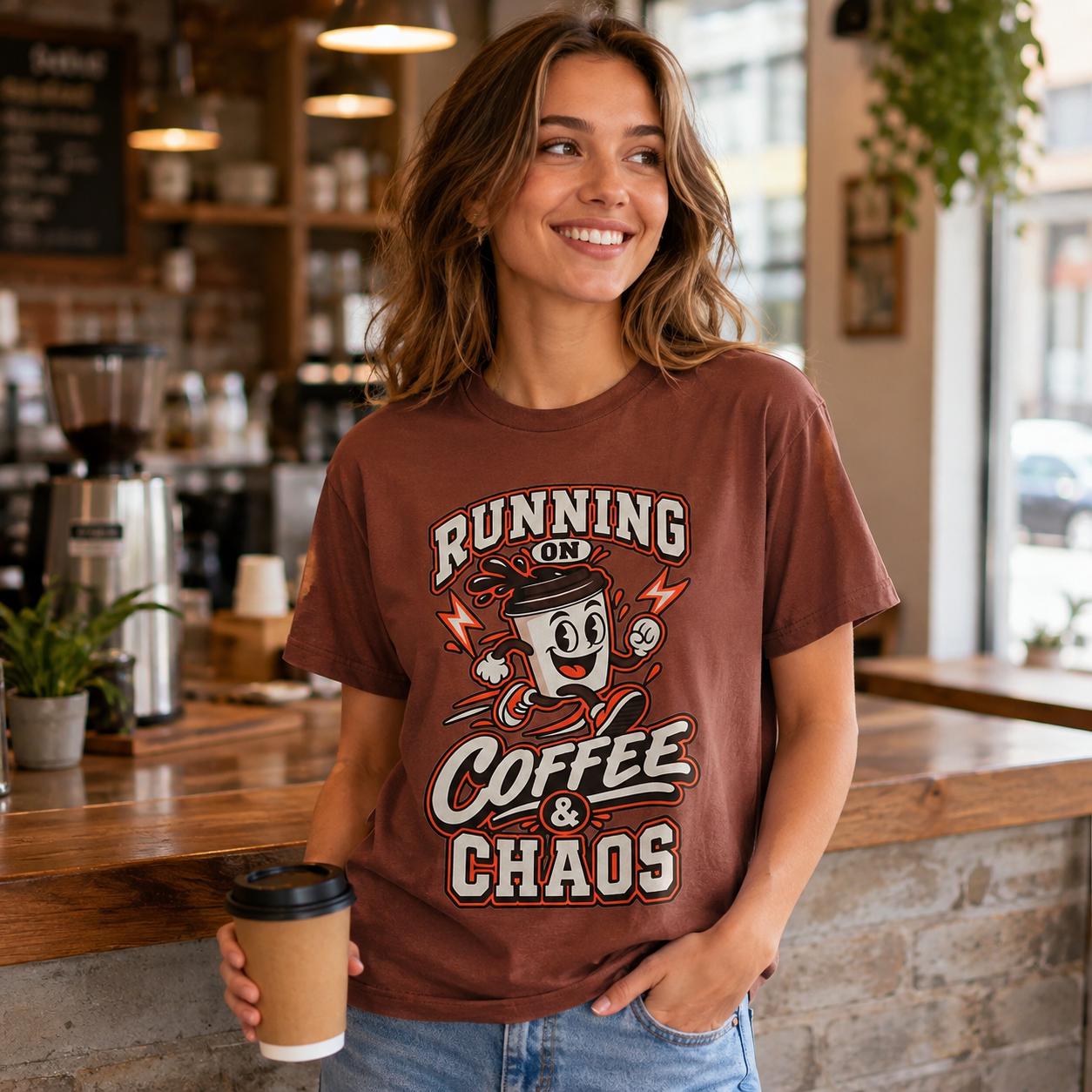 Running on Coffee & Chaos Unisex Graphic T-Shirt