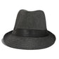 Black Straw Fedora Hat | Lightweight Trilby, Wide Brim, Unisex Summer Vacation Accessory