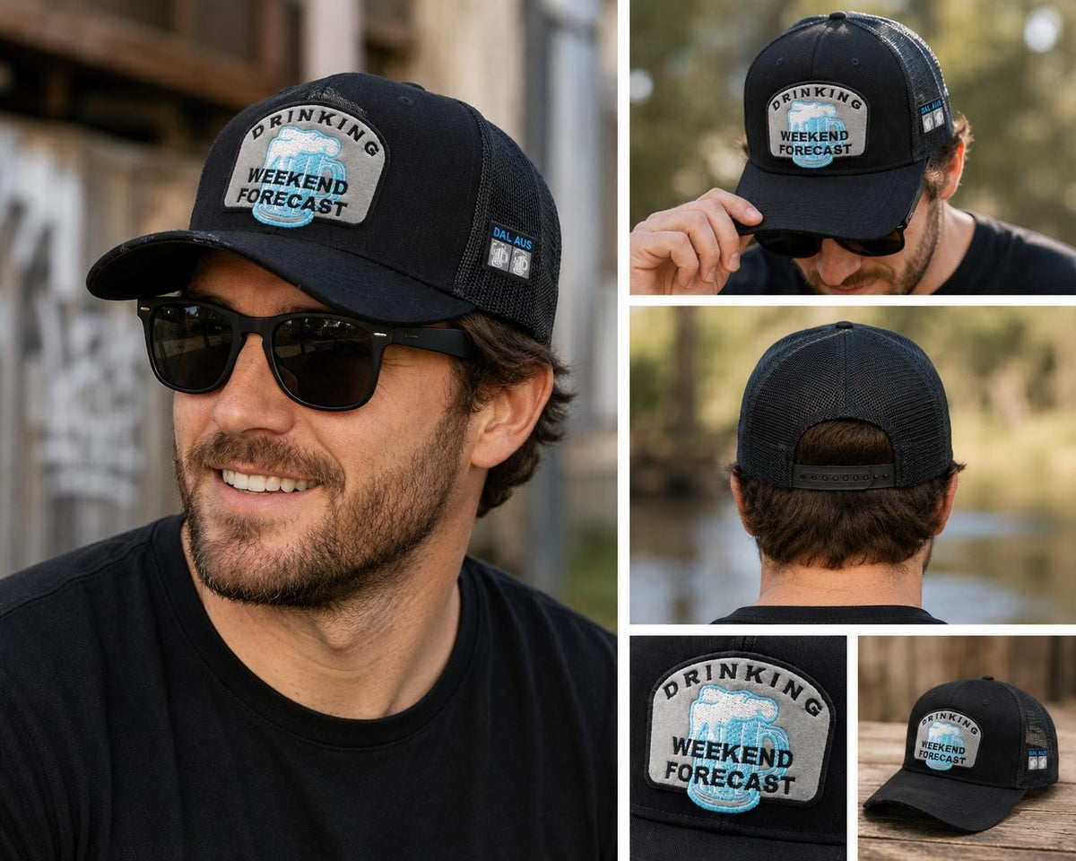 Drinking Weekend Forecast Trucker Hat, Beer Patch Snapback Cap