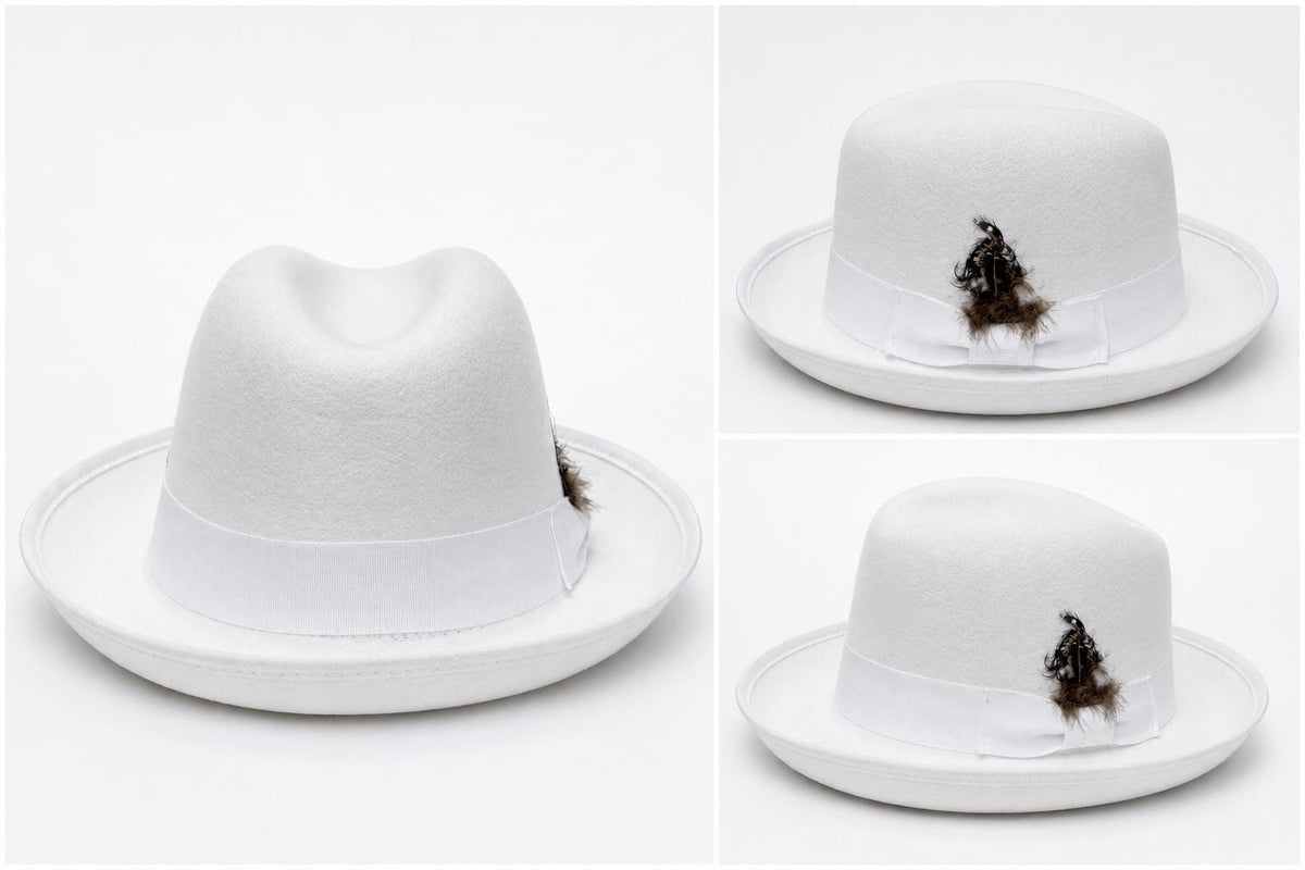 Luxury Wool Fedora Hat with Feather Accent | Wide Brim Unisex Dress Hat