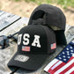 3D Puff USA Snapback Hat | Black American Flag Performance Baseball Cap