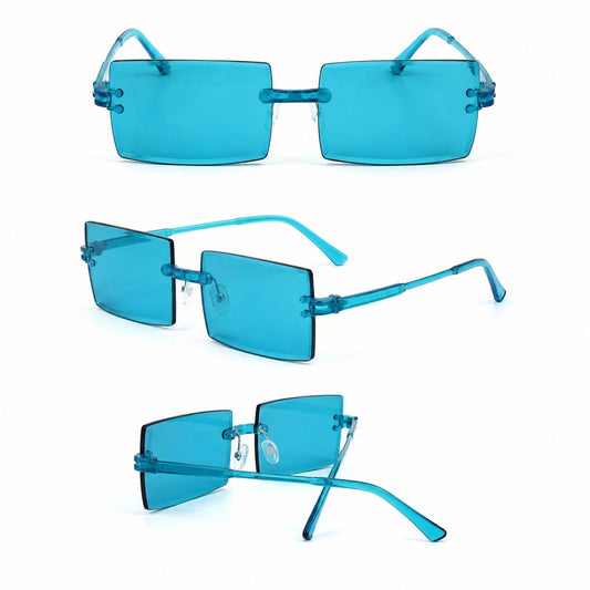 Retro Rimless Rectangle Sunglasses | Y2K Frameless Fashion Shades (UV400)
