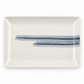 Overhead view of 12-inch ceramic serving platter with blue brushstroke design