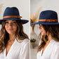 Wide Brim Woven Straw Fedora Hat | Unisex Summer Sun Hat, Faux Leather Band