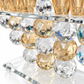Close-up of the crystal menorah's clear and champagne faceted spheres