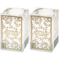 Pair of crystal Shabbat candlestick holders with gold floral plaques
