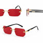 Luxury Rimless Rectangle Sunglasses | Gold Metal Frame | UV400 Fashion Shades for Men & Women