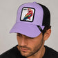 Lavender Parrot Trucker Hat | Embroidered Bird Patch Snapback Cap