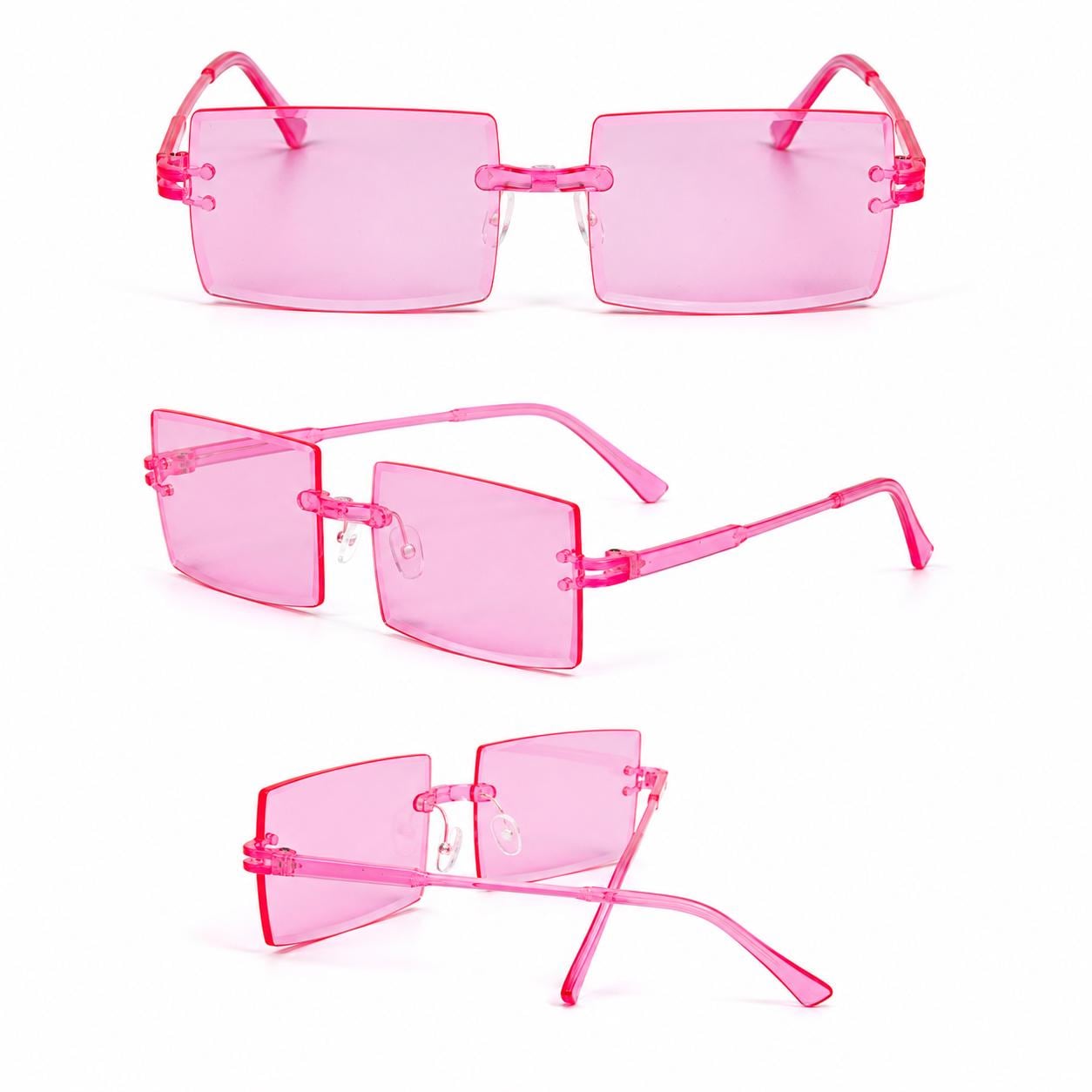 Retro Rimless Rectangle Sunglasses | Y2K Frameless Fashion Shades (UV400)