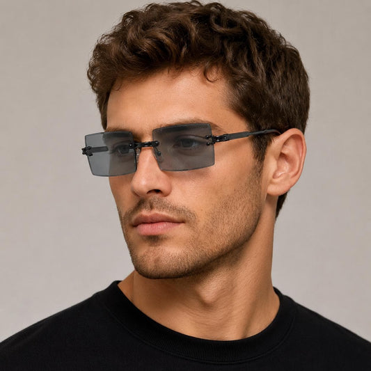 Retro Rimless Rectangle Sunglasses | Y2K Frameless Shades (UV400)