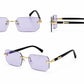 Luxury Rimless Rectangle Sunglasses | Gold Metal Frame | UV400 Fashion Shades for Men & Women