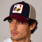 Rooster "COCK" Embroidered Trucker Hat | Navy & Burgundy Mesh Snapback Cap | Adjustable Unisex Baseball Hat