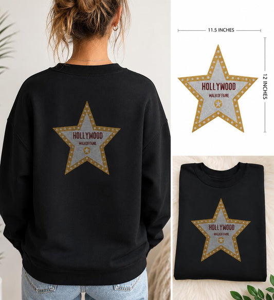 Hollywood Walk of Fame Star Rhinestone Heat Transfer | Gold Silver Bling Appliqué
