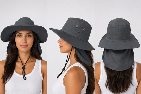 Wide Brim Sun Hat with Neck Flap | UPF 50+ Outdoor Boonie Fishing Hiking Hat