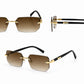 Luxury Rimless Rectangle Sunglasses | Gold Metal Frame | UV400 Fashion Shades for Men & Women