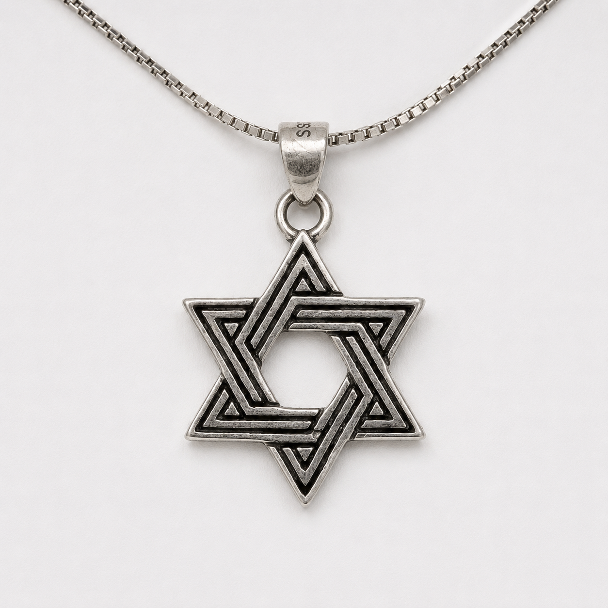 Double-line Star of David sterling silver women's necklace made in Israel