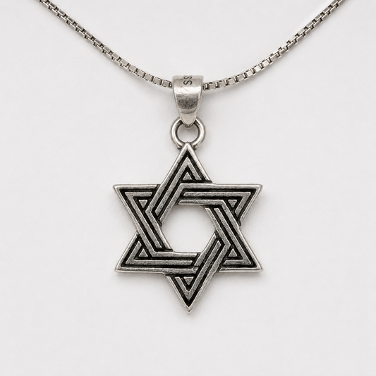 Double-line Star of David sterling silver women's necklace made in Israel