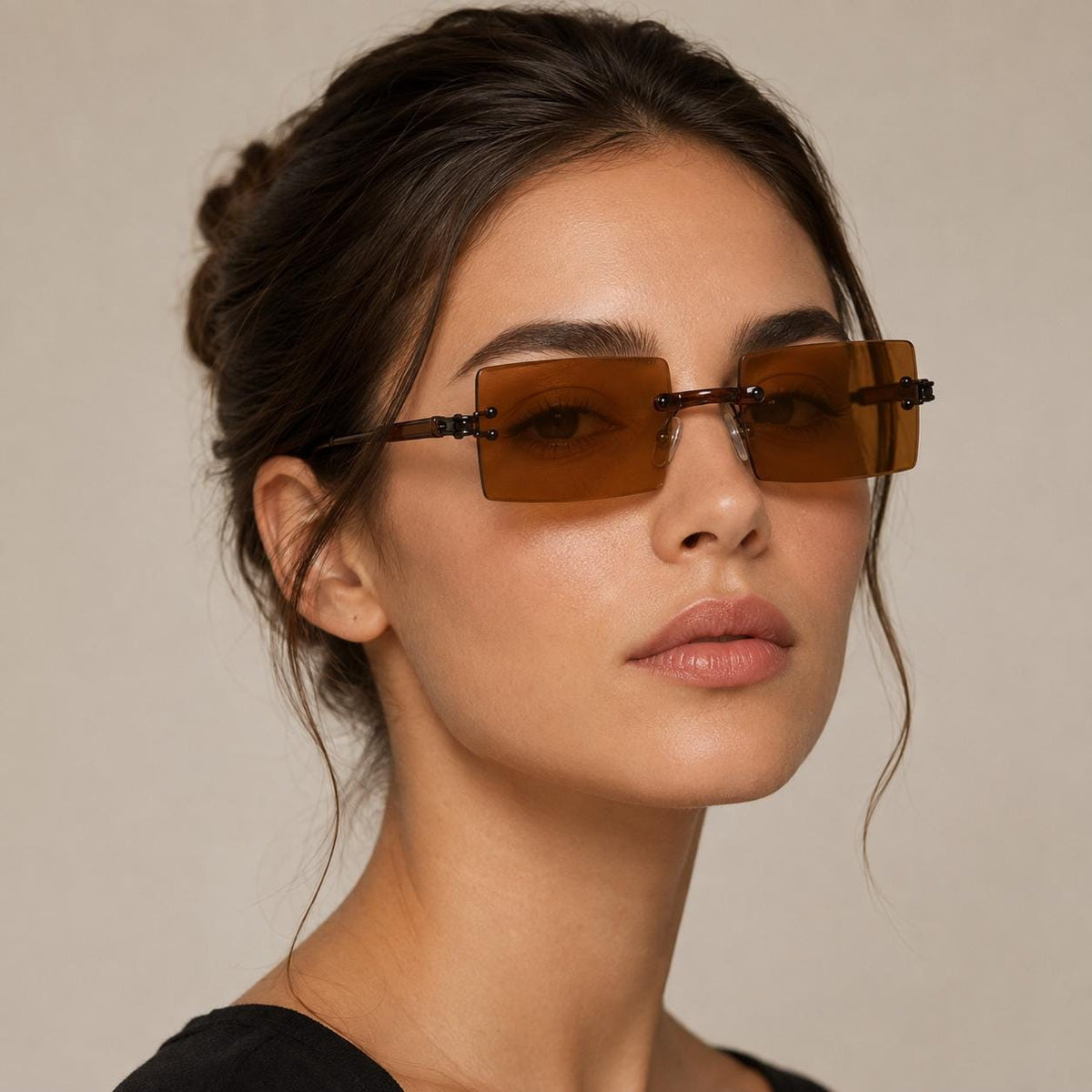 Retro Rimless Rectangle Sunglasses | Y2K Frameless Fashion Shades (UV400)