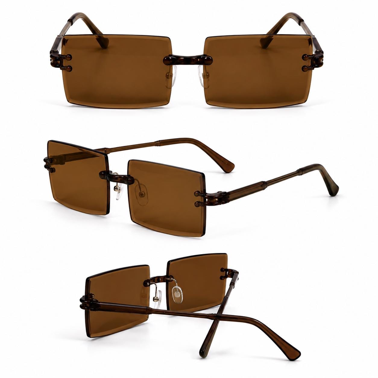 Retro Rimless Rectangle Sunglasses | Y2K Frameless Fashion Shades (UV400)