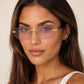 Luxury Rimless Rectangle Sunglasses | Gold Metal Frame | UV400 Fashion Shades for Men & Women