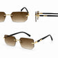 Luxury Rimless Rectangle Sunglasses | Gold Metal Frame | UV400 Fashion Shades for Men & Women