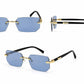 Luxury Rimless Rectangle Sunglasses | Gold Metal Frame | UV400 Fashion Shades for Men & Women