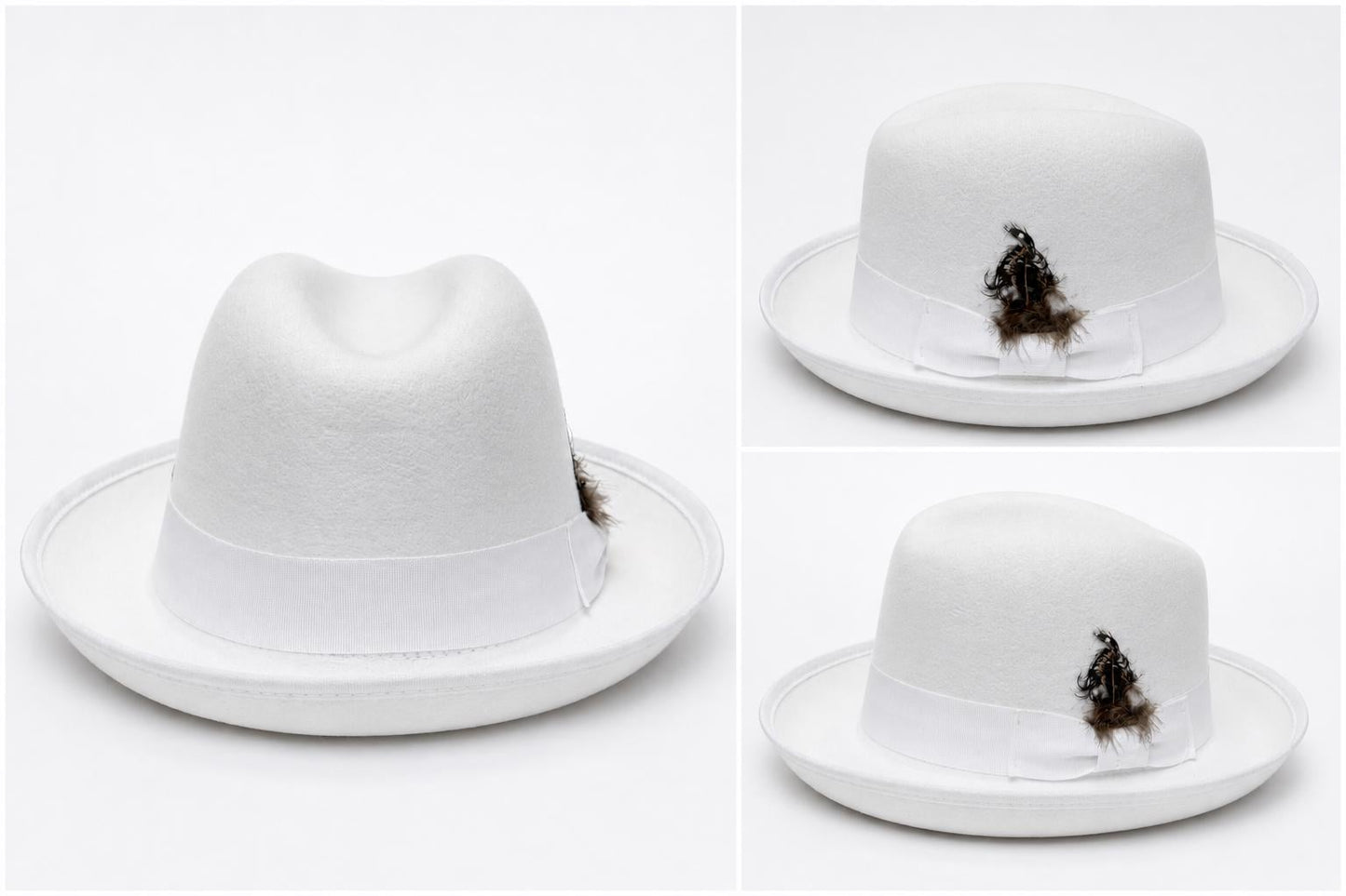 Luxury Wool Fedora Hat with Feather Accent | Wide Brim Unisex Dress Hat