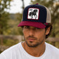 Horse Embroidered Trucker Snapback Hat | Navy & Burgundy Mesh Baseball Cap | Adjustable Western Animal Patch Cap | Unisex Casual Outdoor Hat