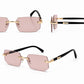 Luxury Rimless Rectangle Sunglasses | Gold Metal Frame | UV400 Fashion Shades for Men & Women
