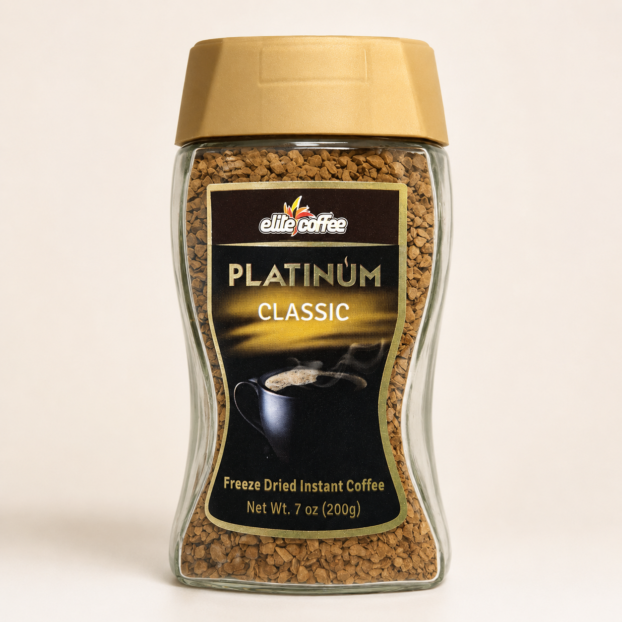 Elite Coffee Platinum Classic freeze-dried instant coffee 7 oz front view