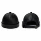 Unisex Leather-Look Brimless Docker Hat – Adjustable Rolled-Cuff Cap in Black, Burgundy and Tan