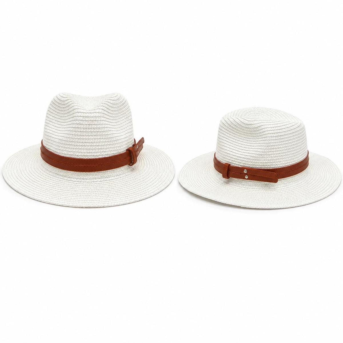 Woven Straw Fedora Hat | Wide Brim Sun Protection, Faux Leather Band