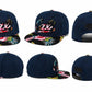 California Floral Snapback Hat | Embroidered Cali Script, Bear Logo brim
