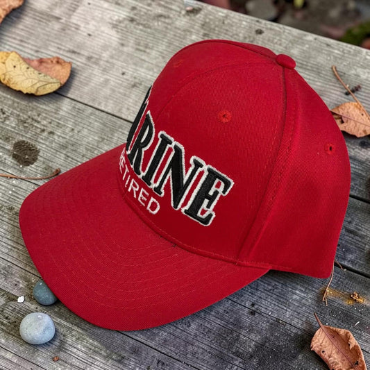 Marine Retired 3D Puff Embroidered Hat, Veteran Baseball Cap, Patriotic Snapback
