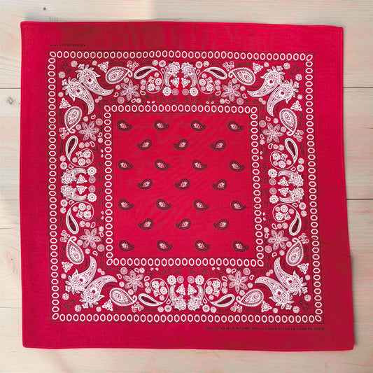 22x22 Cotton Paisley Bandana | Large Western Head Scarf, Neck Scarf