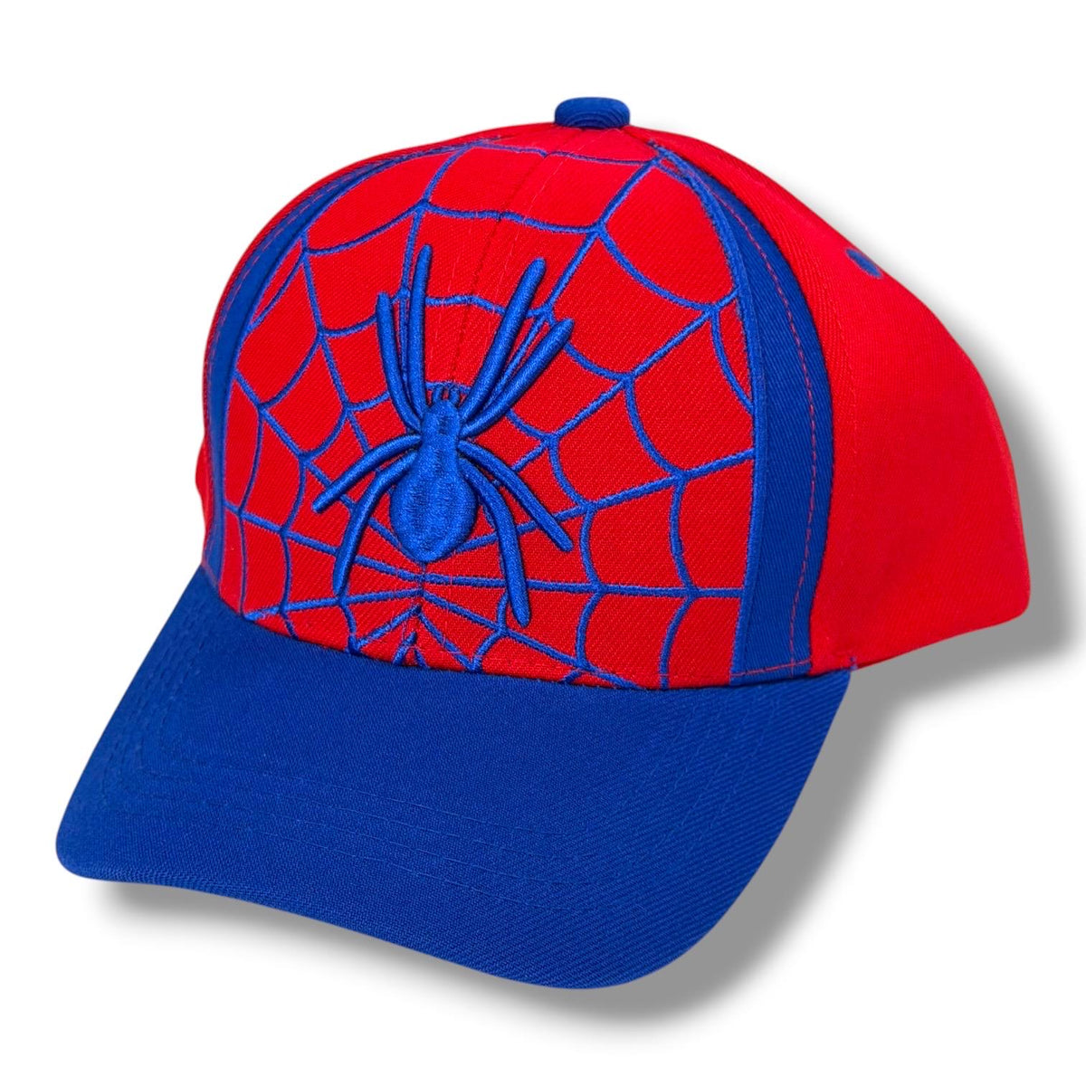 Kids Spider Web Baseball Cap | Red Blue Embroidered Spider Youth Snapback Hat