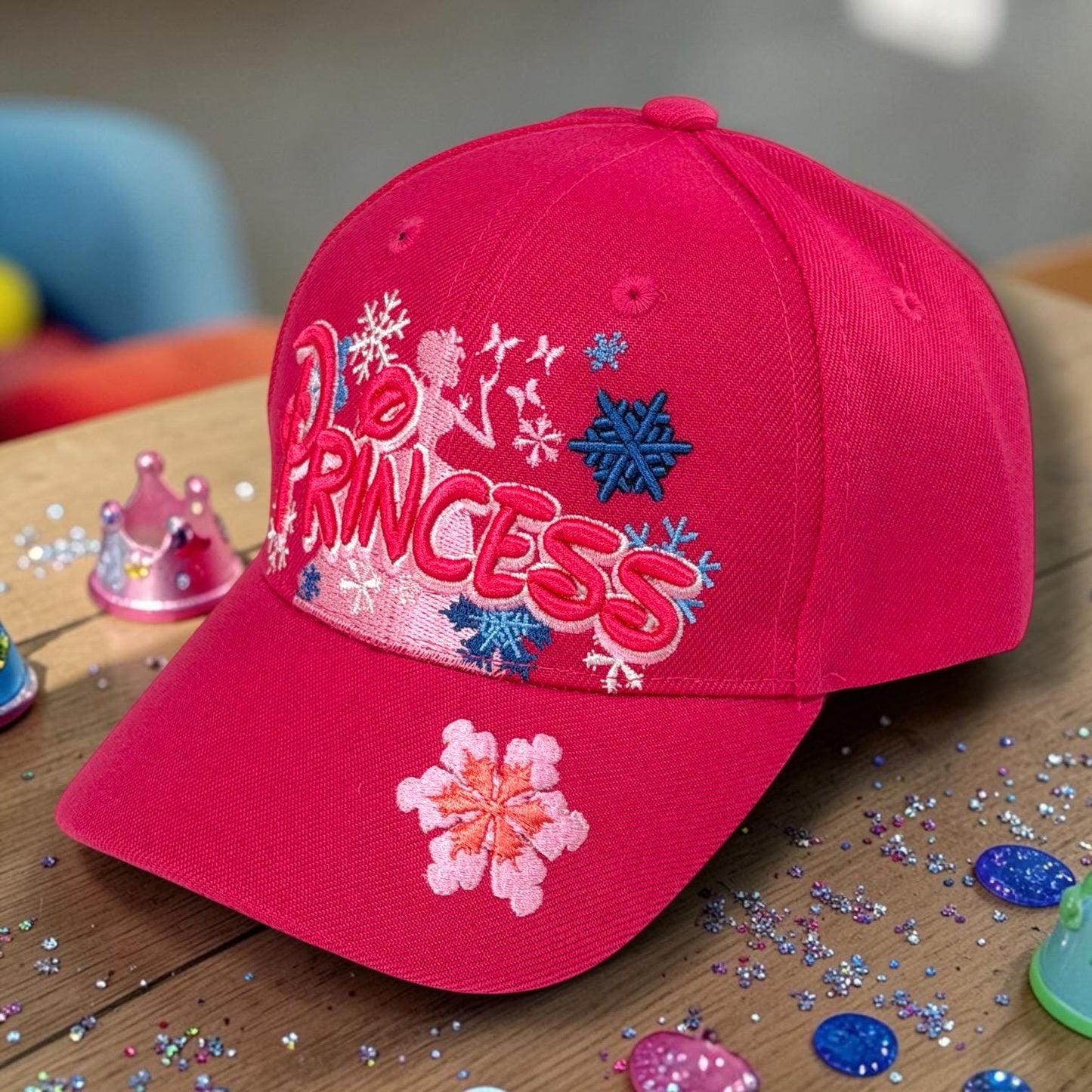 Girls Embroidered Princess Baseball Cap | Adjustable Pink Snapback Toddler Hat