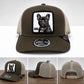 French Bulldog Trucker Hat | Olive & Khaki Mesh Snapback Cap | Embroidered Dog Patch Baseball Hat | Adjustable Unisex Outdoor Cap